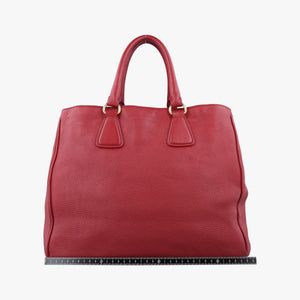 Pre-owned Prada Vitello Daino Top Handle Red Leather BN2420 handbag | stylenewstar