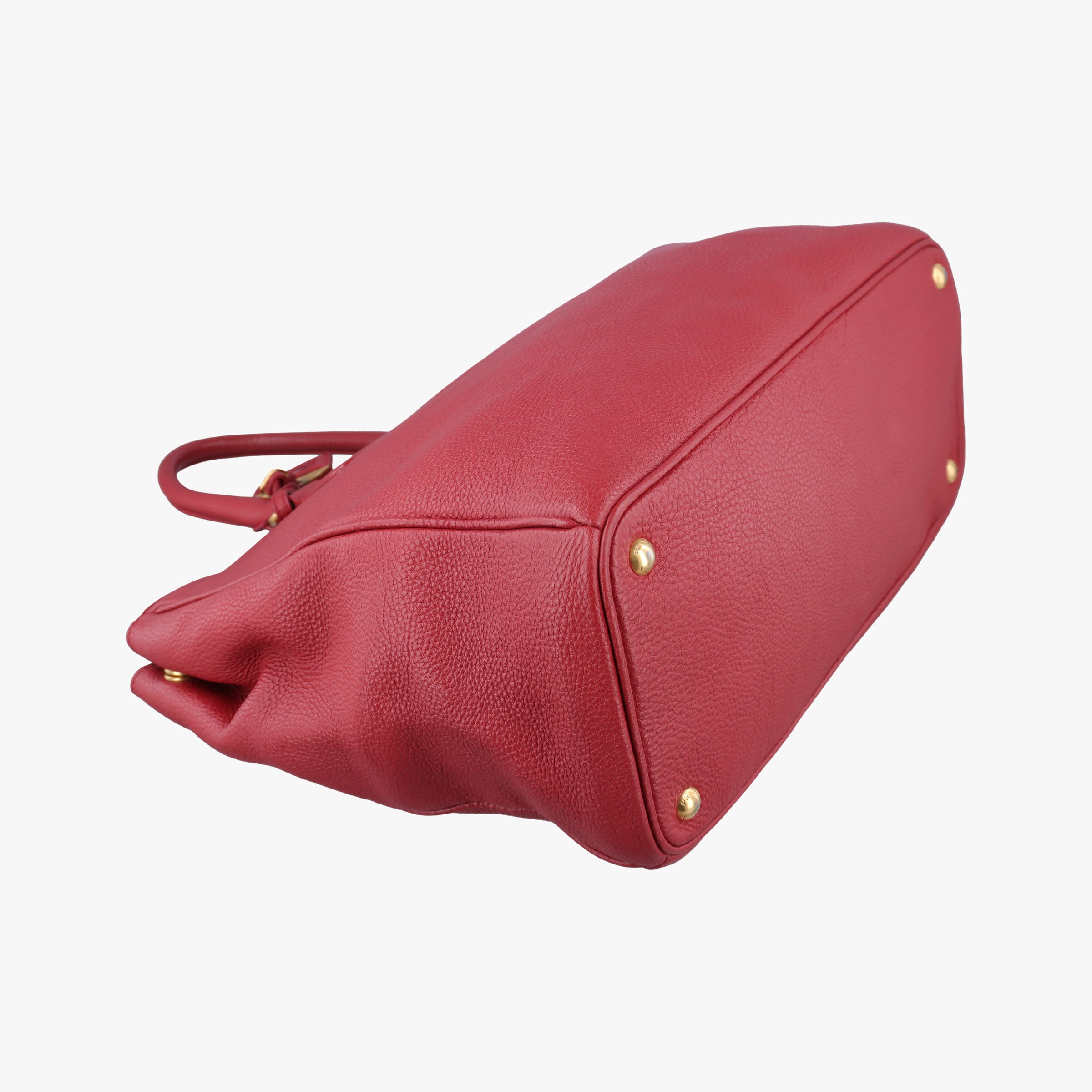 Pre-owned Prada Vitello Daino Top Handle Red Leather BN2420 handbag | stylenewstar
