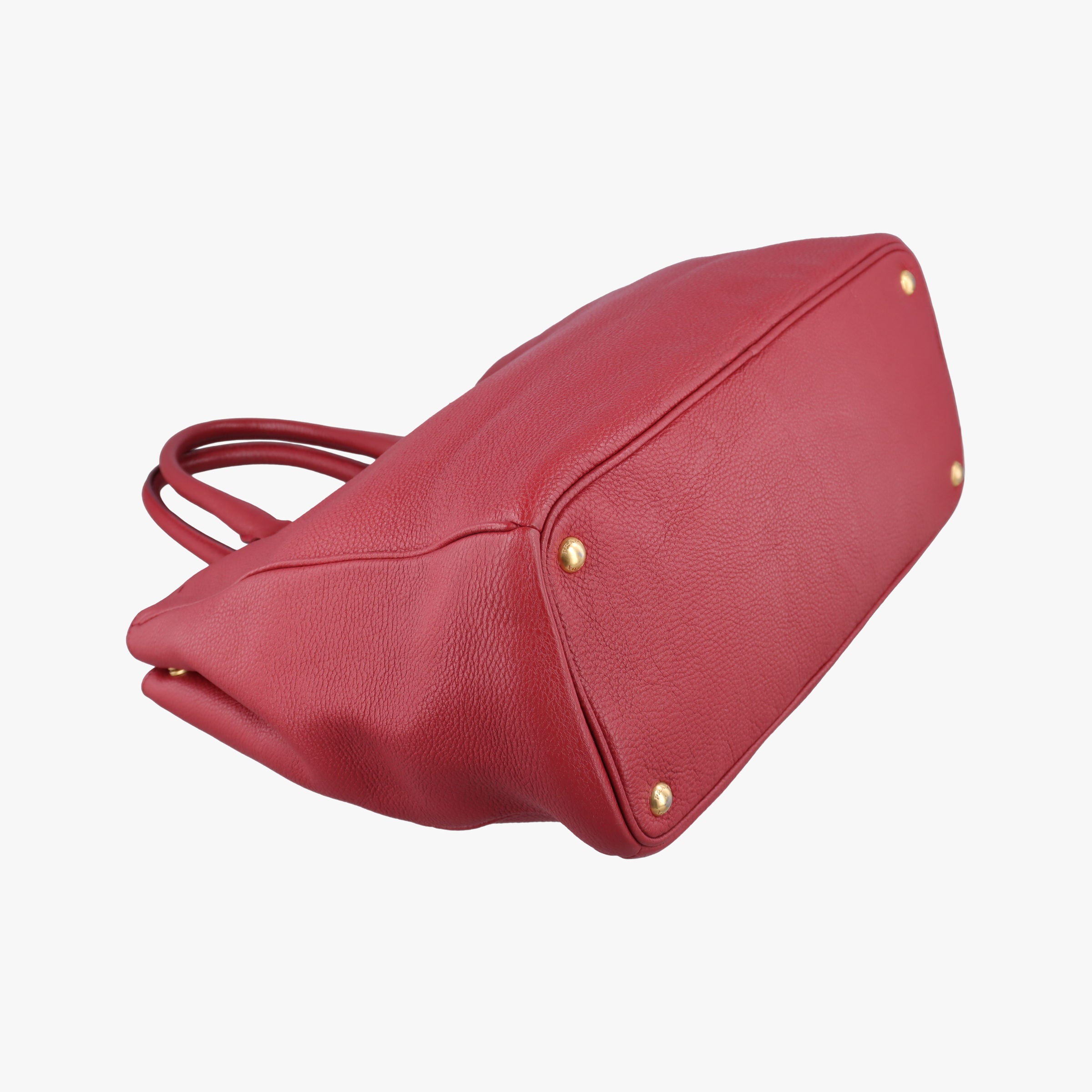 Pre-owned Prada Vitello Daino Top Handle Red Leather BN2420 handbag | stylenewstar