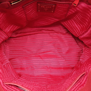Pre-owned Prada Vitello Daino Top Handle Red Leather BN2420 handbag | stylenewstar