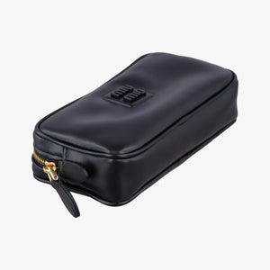 Secondhand Miu Miu Logo belt Black leather  bum bag/waist bag | stylenewstar