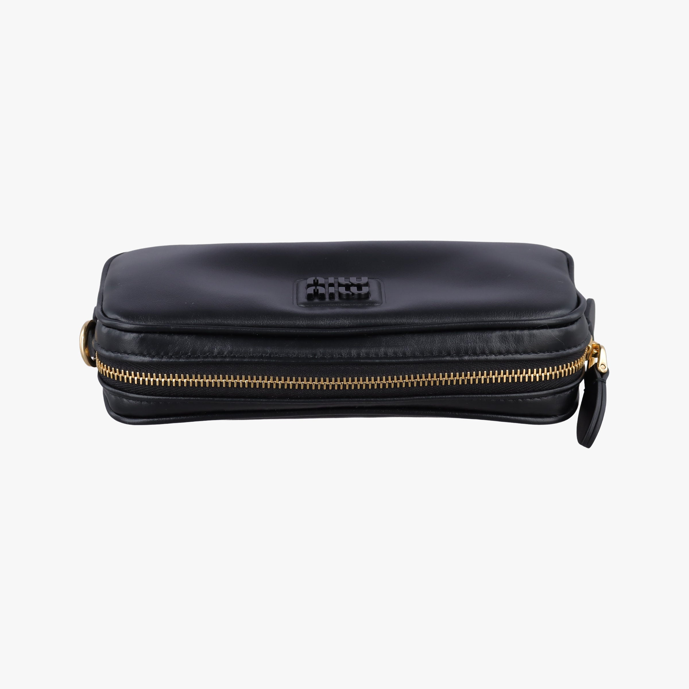Secondhand Miu Miu Logo belt Black leather  bum bag/waist bag | stylenewstar