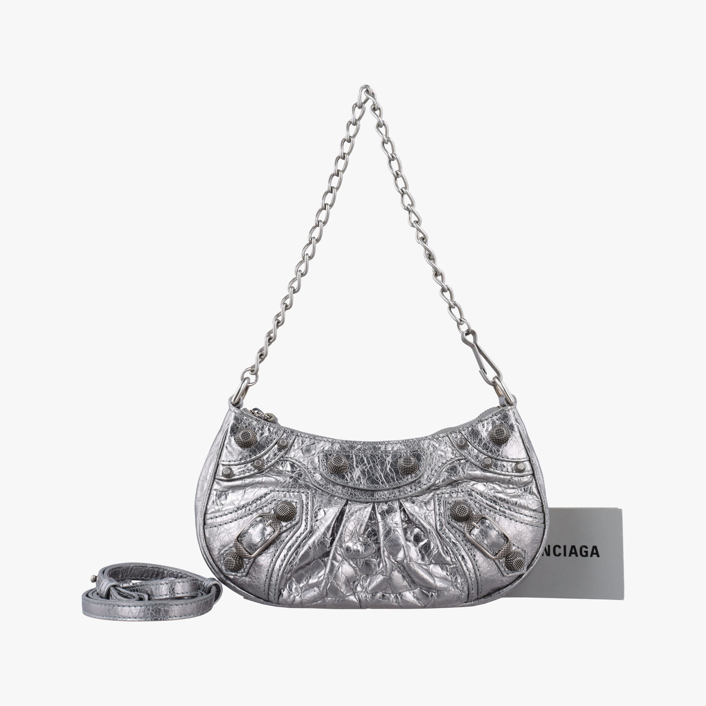 Pre-owned Balenciaga Le Cagole mini Silver lambskin  shoulderbag | stylenewstar