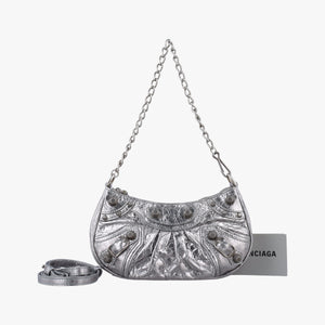 Pre-owned Balenciaga Le Cagole mini Silver lambskin  shoulderbag | stylenewstar