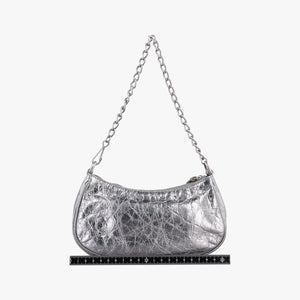 Pre-owned Balenciaga Le Cagole mini Silver lambskin  shoulderbag | stylenewstar