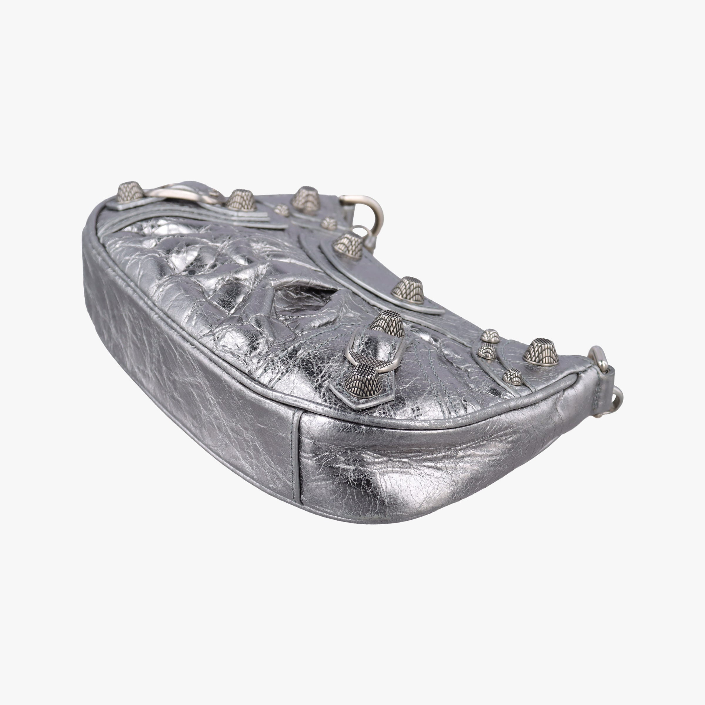 Pre-owned Balenciaga Le Cagole mini Silver lambskin  shoulderbag | stylenewstar