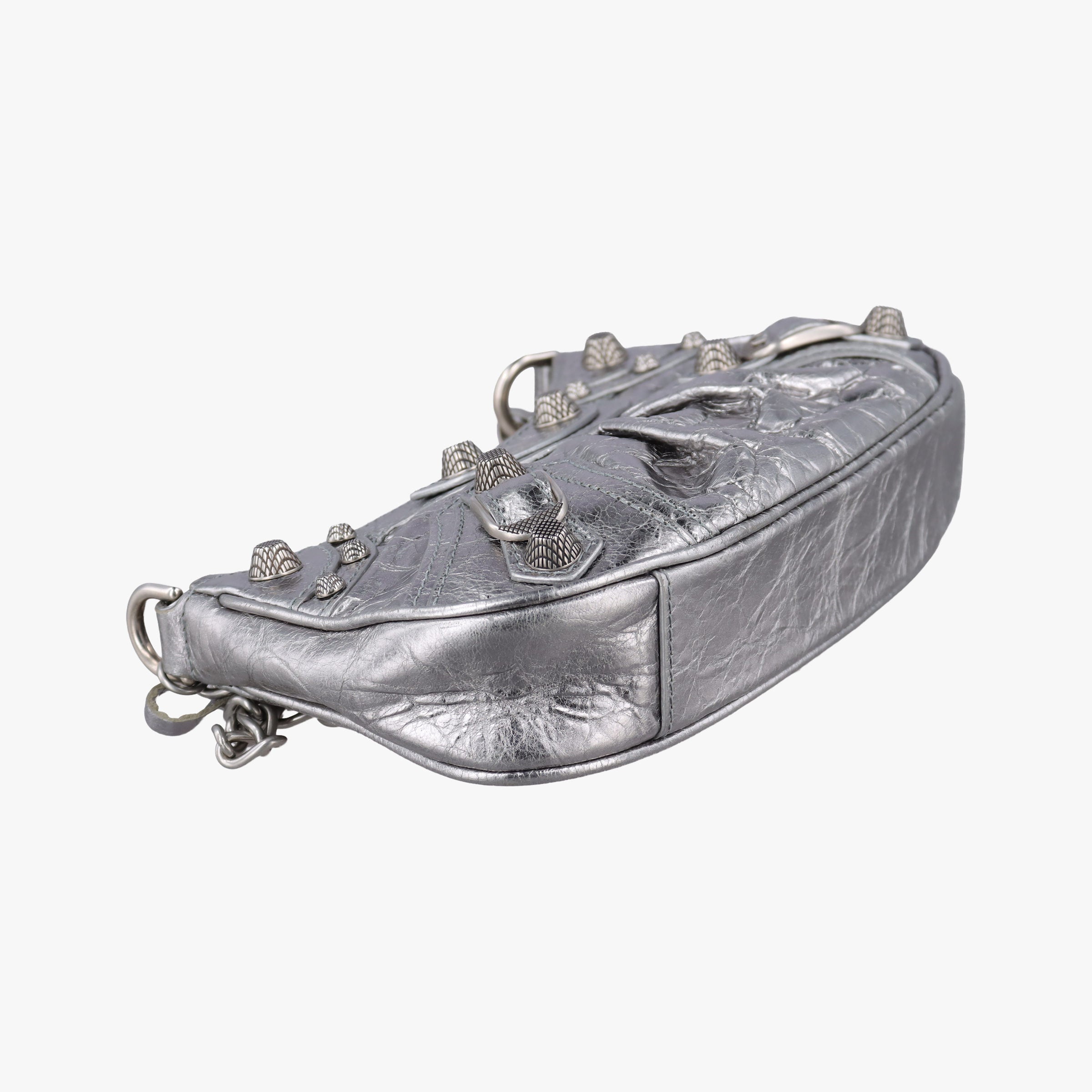 Pre-owned Balenciaga Le Cagole mini Silver lambskin  shoulderbag | stylenewstar