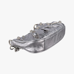 Pre-owned Balenciaga Le Cagole mini Silver lambskin  shoulderbag | stylenewstar