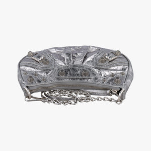 Pre-owned Balenciaga Le Cagole mini Silver lambskin  shoulderbag | stylenewstar