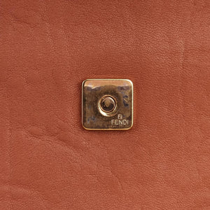 Pre-owned Fendi Mia Flap Brown Leather 8BT163 shoulderbag | stylenewstar