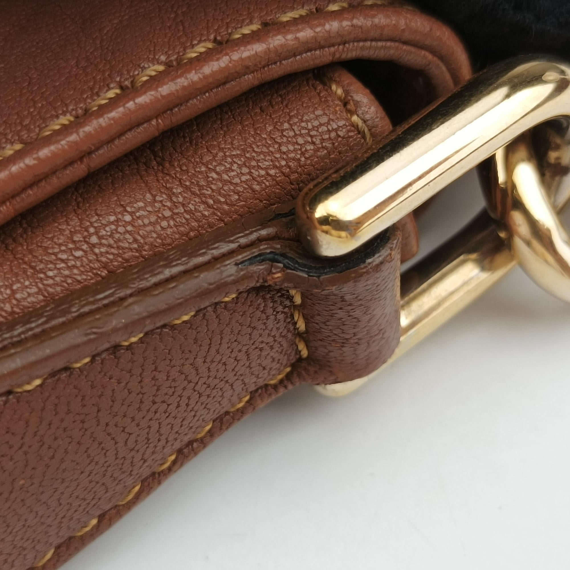 Pre-owned Fendi Mia Flap Brown Leather 8BT163 shoulderbag | stylenewstar