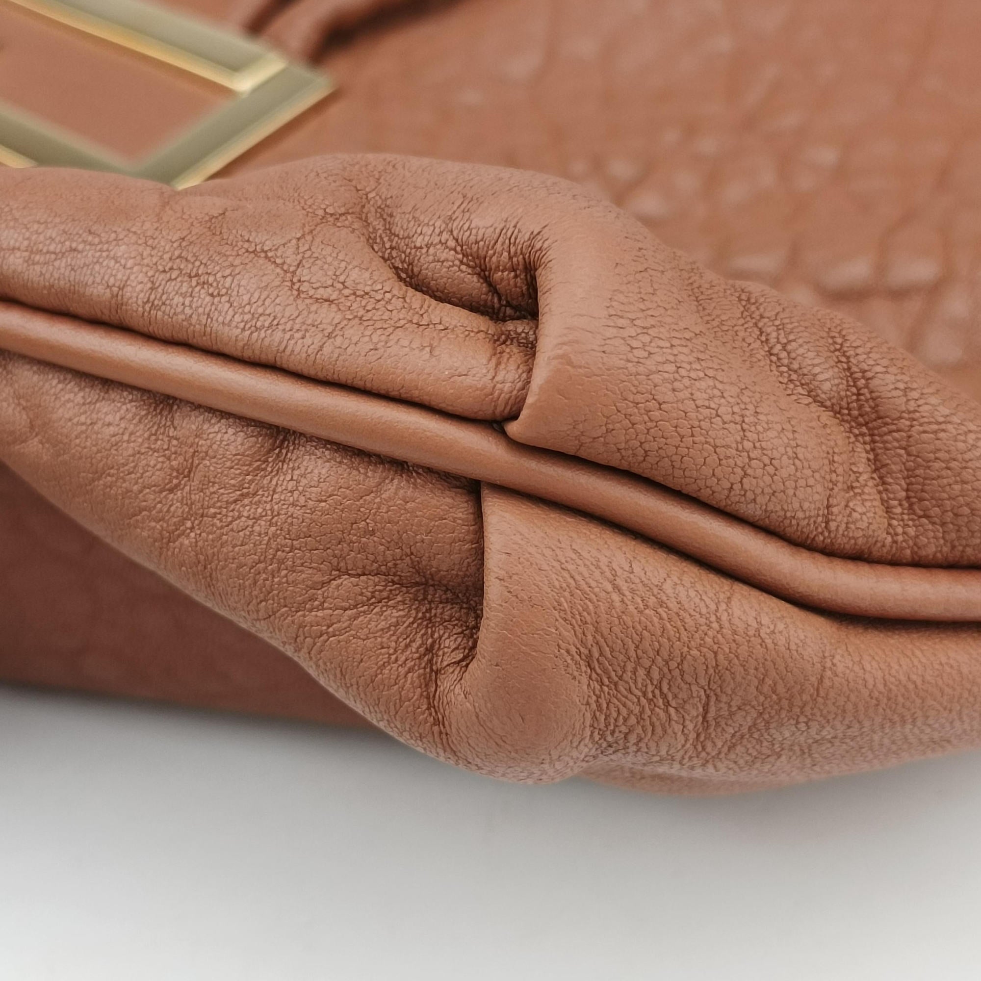 Pre-owned Fendi Mia Flap Brown Leather 8BT163 shoulderbag | stylenewstar