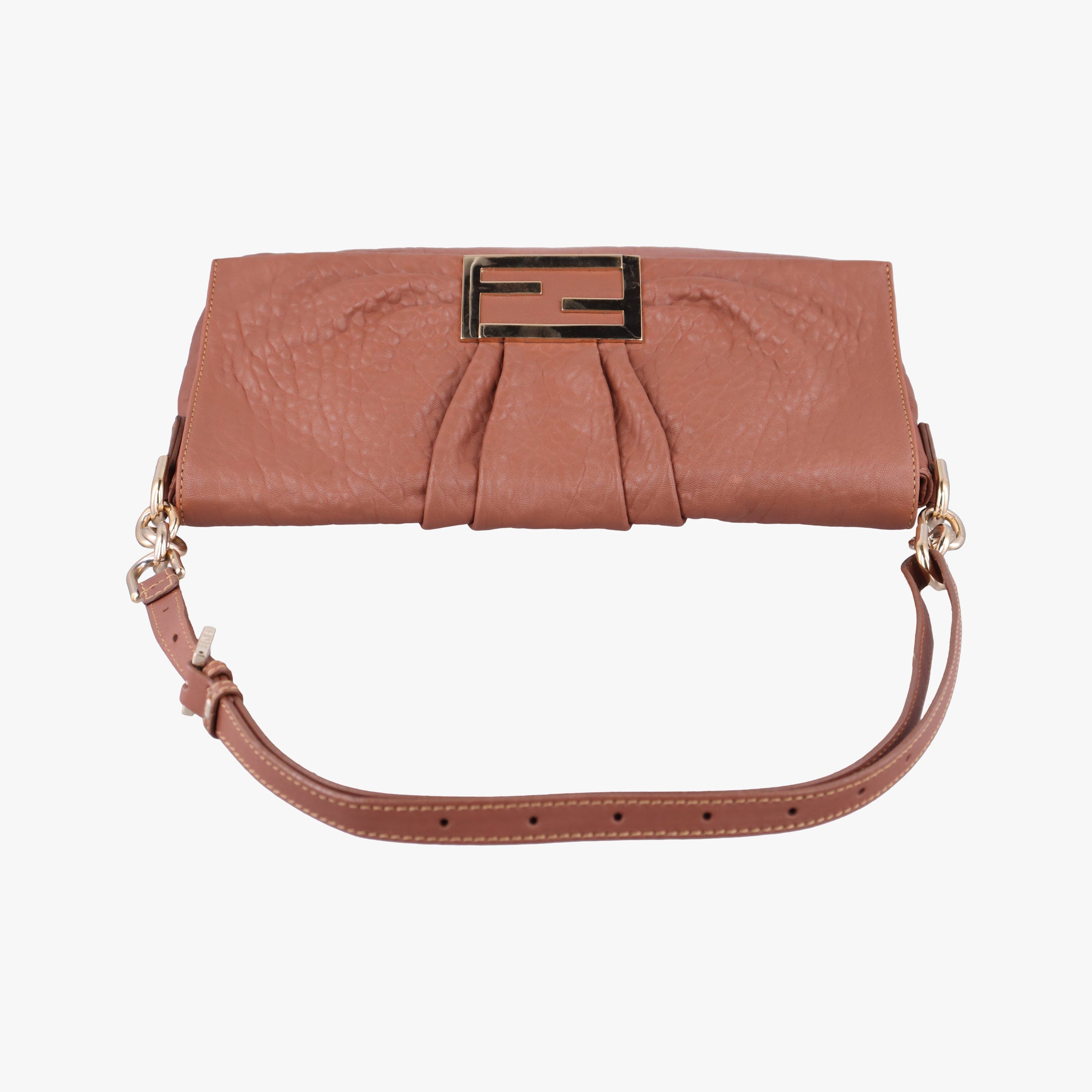 Pre-owned Fendi Mia Flap Brown Leather 8BT163 shoulderbag | stylenewstar