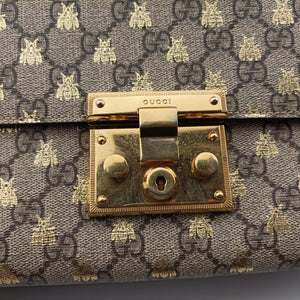 Pre-owned Gucci Padlock Beige x Black PVC coated canvas x Leather 409486 shoulderbag | stylenewstar