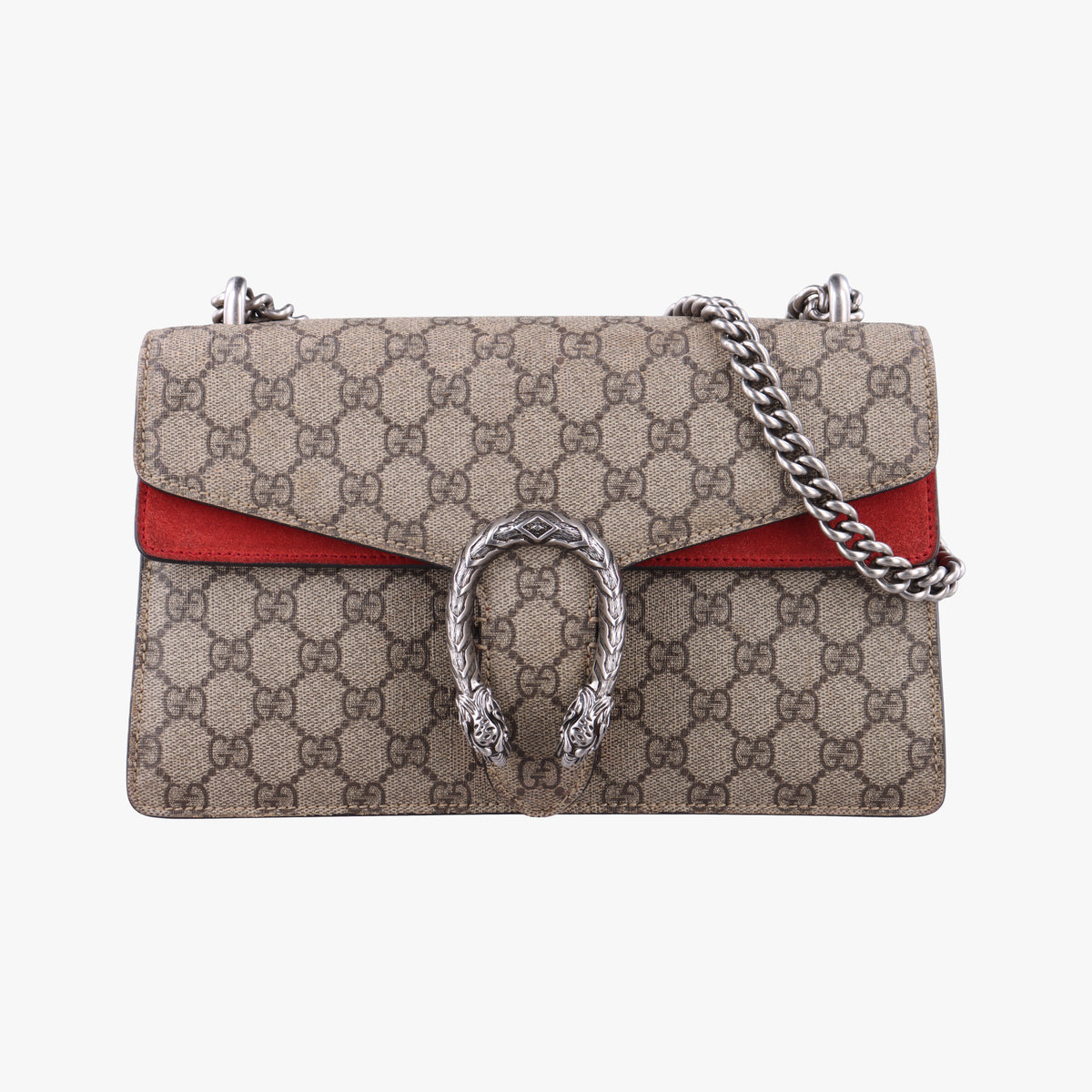 Pre-owned Gucci Dionysus Beige x Red PVC coated canvas×suede 400249 shoulderbag | stylenewstar