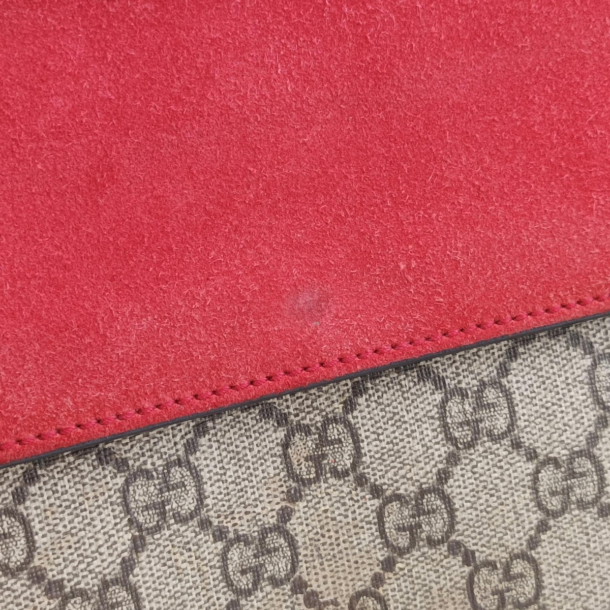 Pre-owned Gucci Dionysus Beige x Red PVC coated canvas×suede 400249 shoulderbag | stylenewstar
