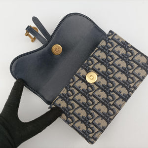 Pre-owned Christian Dior Saddle Navy×Gray Jacquard x Leather  bum bag/waist bag | stylenewstar