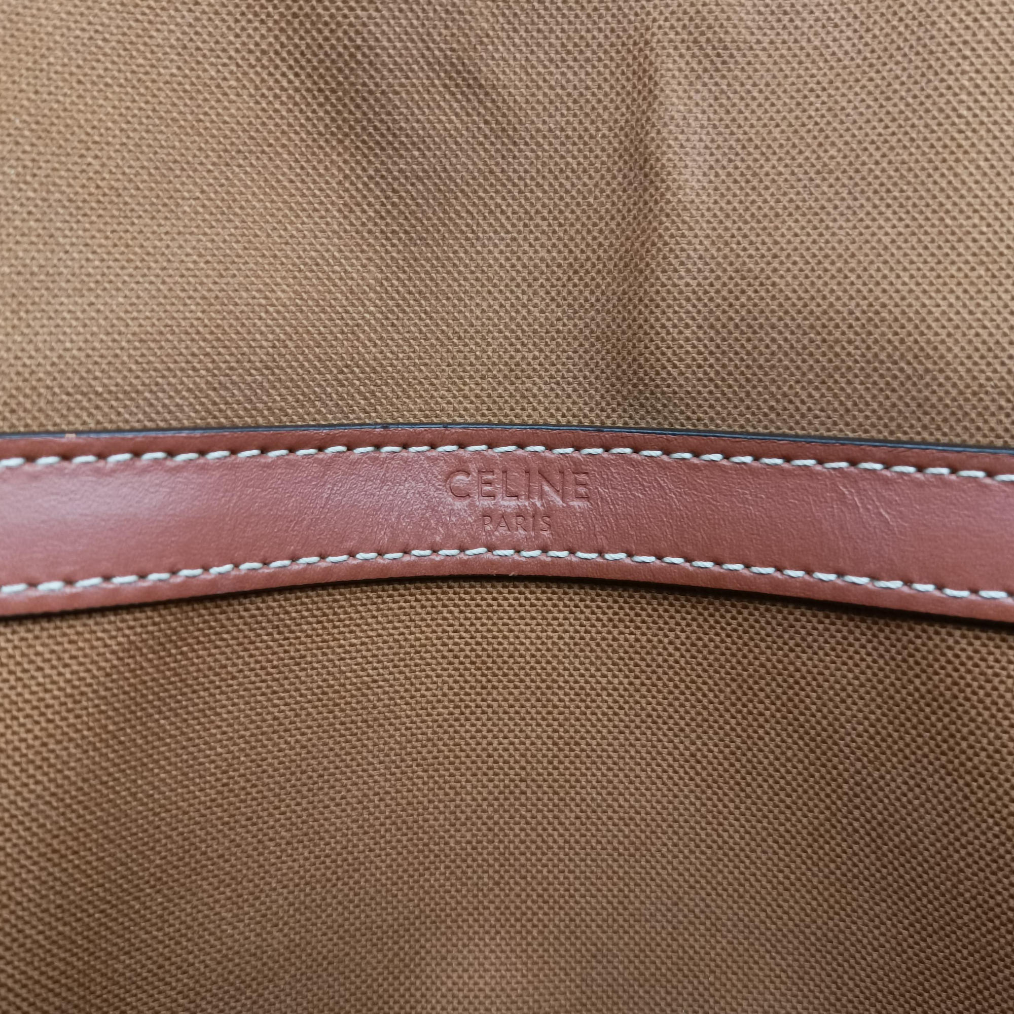 Pre-owned Celine FOLCO Triomphe Brown PVC coated canvas×Leather  shoulderbag | stylenewstar