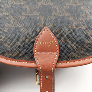 Pre-owned Celine FOLCO Triomphe Brown PVC coated canvas×Leather  shoulderbag | stylenewstar