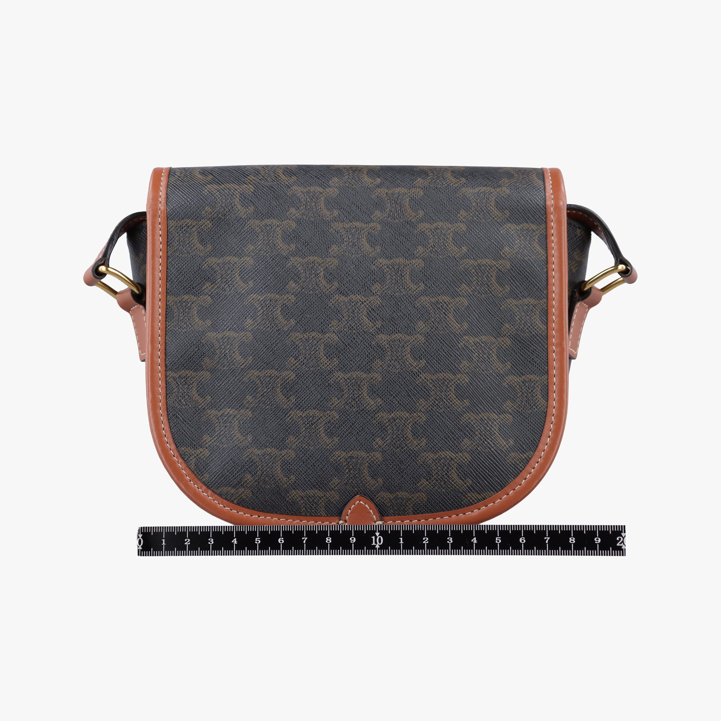 Pre-owned Celine FOLCO Triomphe Brown PVC coated canvas×Leather  shoulderbag | stylenewstar