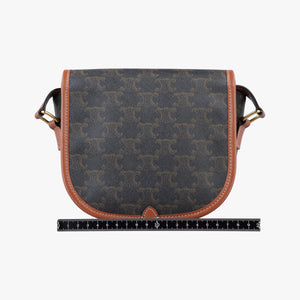 Pre-owned Celine FOLCO Triomphe Brown PVC coated canvas×Leather  shoulderbag | stylenewstar