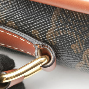 Pre-owned Celine FOLCO Triomphe Brown PVC coated canvas×Leather  shoulderbag | stylenewstar