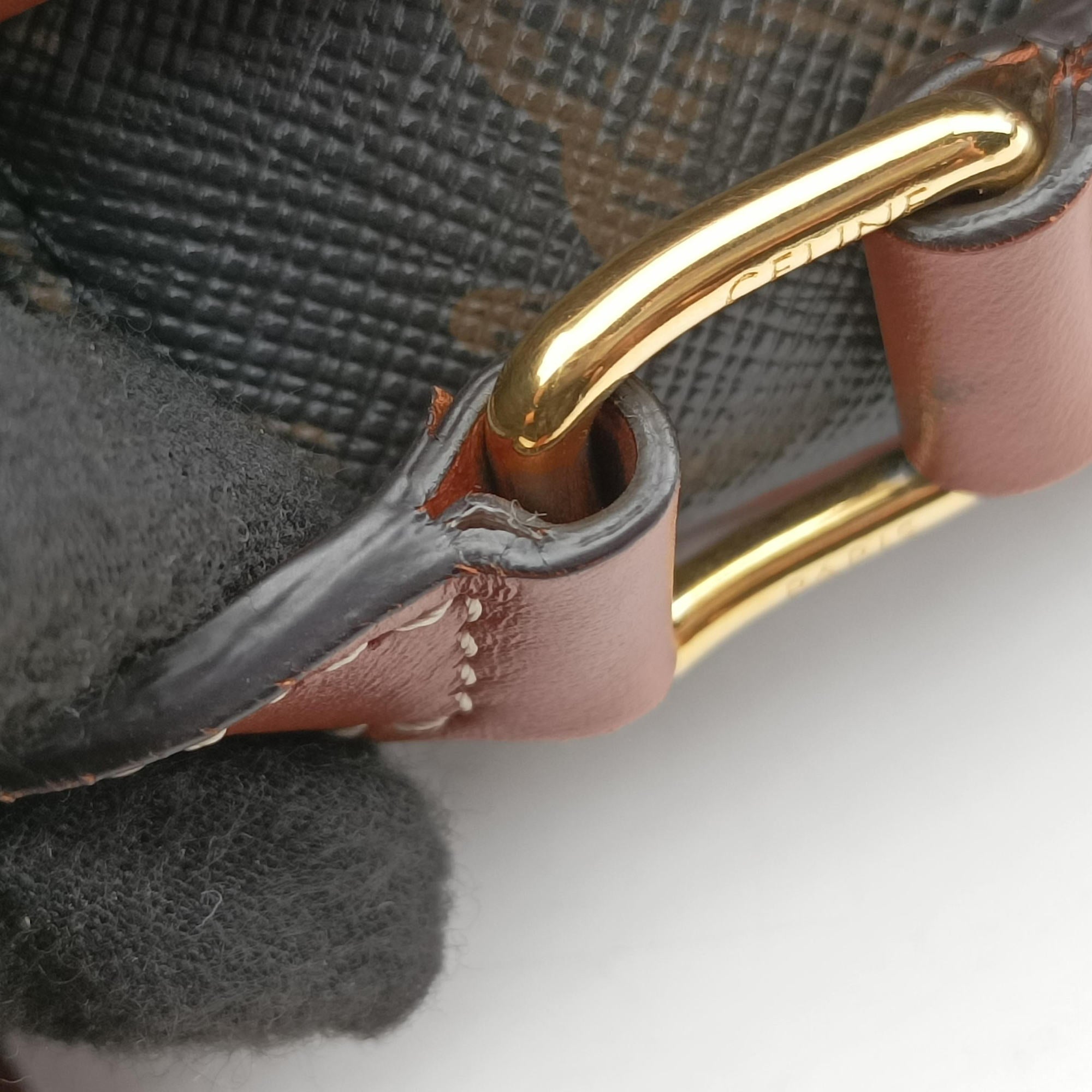 Pre-owned Celine FOLCO Triomphe Brown PVC coated canvas×Leather  shoulderbag | stylenewstar