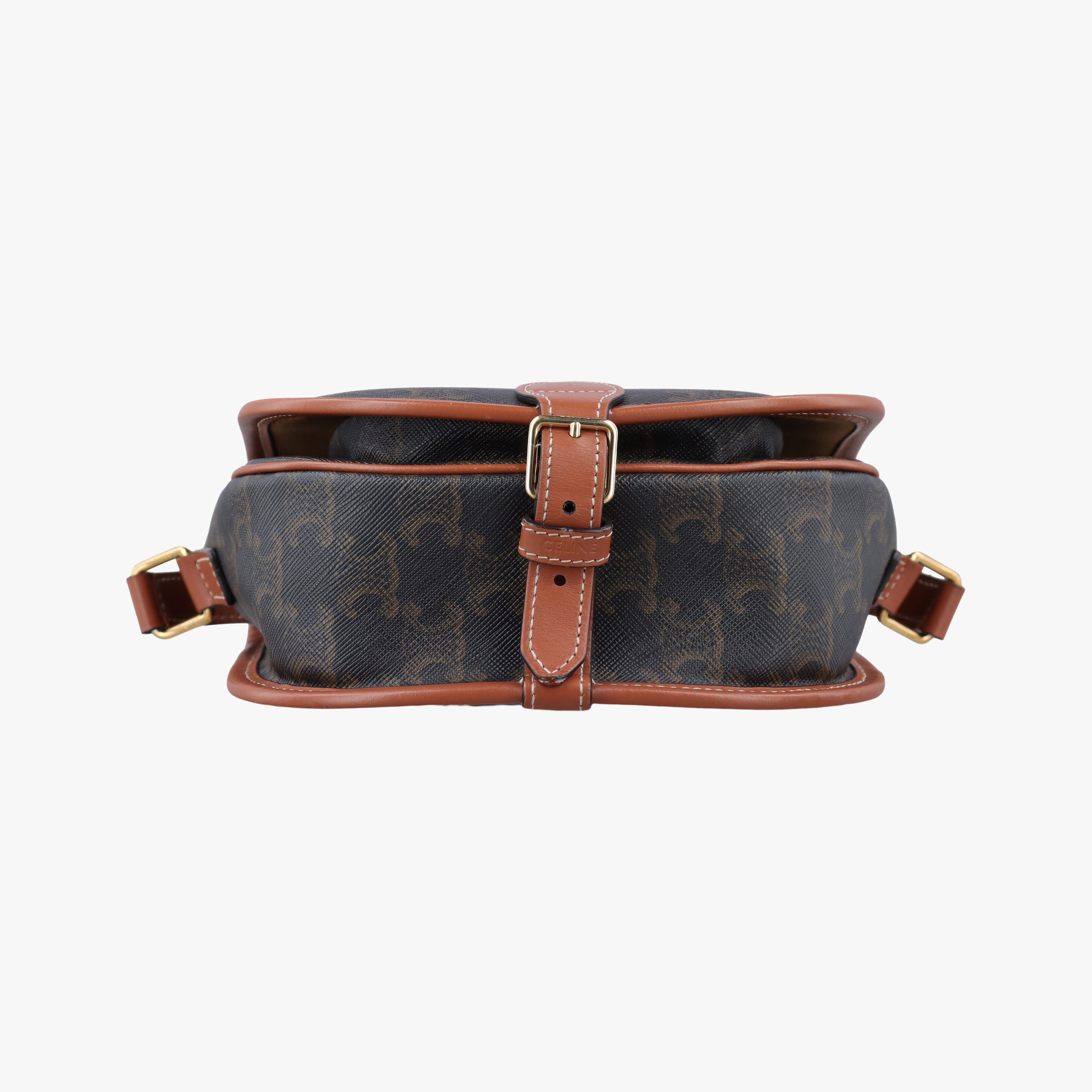 Pre-owned Celine FOLCO Triomphe Brown PVC coated canvas×Leather  shoulderbag | stylenewstar