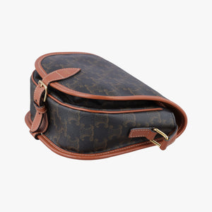 Pre-owned Celine FOLCO Triomphe Brown PVC coated canvas×Leather  shoulderbag | stylenewstar