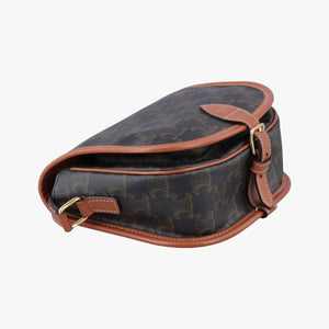 Pre-owned Celine FOLCO Triomphe Brown PVC coated canvas×Leather  shoulderbag | stylenewstar