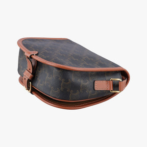 Pre-owned Celine FOLCO Triomphe Brown PVC coated canvas×Leather  shoulderbag | stylenewstar