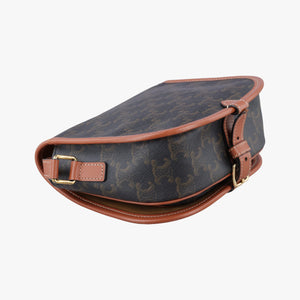 Pre-owned Celine FOLCO Triomphe Brown PVC coated canvas×Leather  shoulderbag | stylenewstar