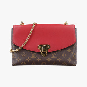 Pre-owned Louis Vuitton SAINT PLACIDE brown×CERISE Monogram Canvas×calf leather M43713 shoulderbag | stylenewstar