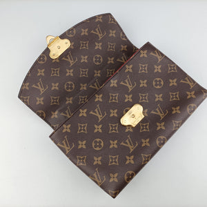 Pre-owned Louis Vuitton SAINT PLACIDE brown×CERISE Monogram Canvas×calf leather M43713 shoulderbag | stylenewstar