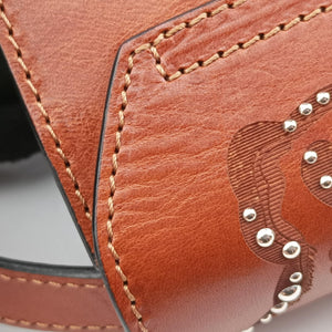 Pre-owned Red Valentino Studded Turn-Lock Brown Leather  shoulderbag | stylenewstar