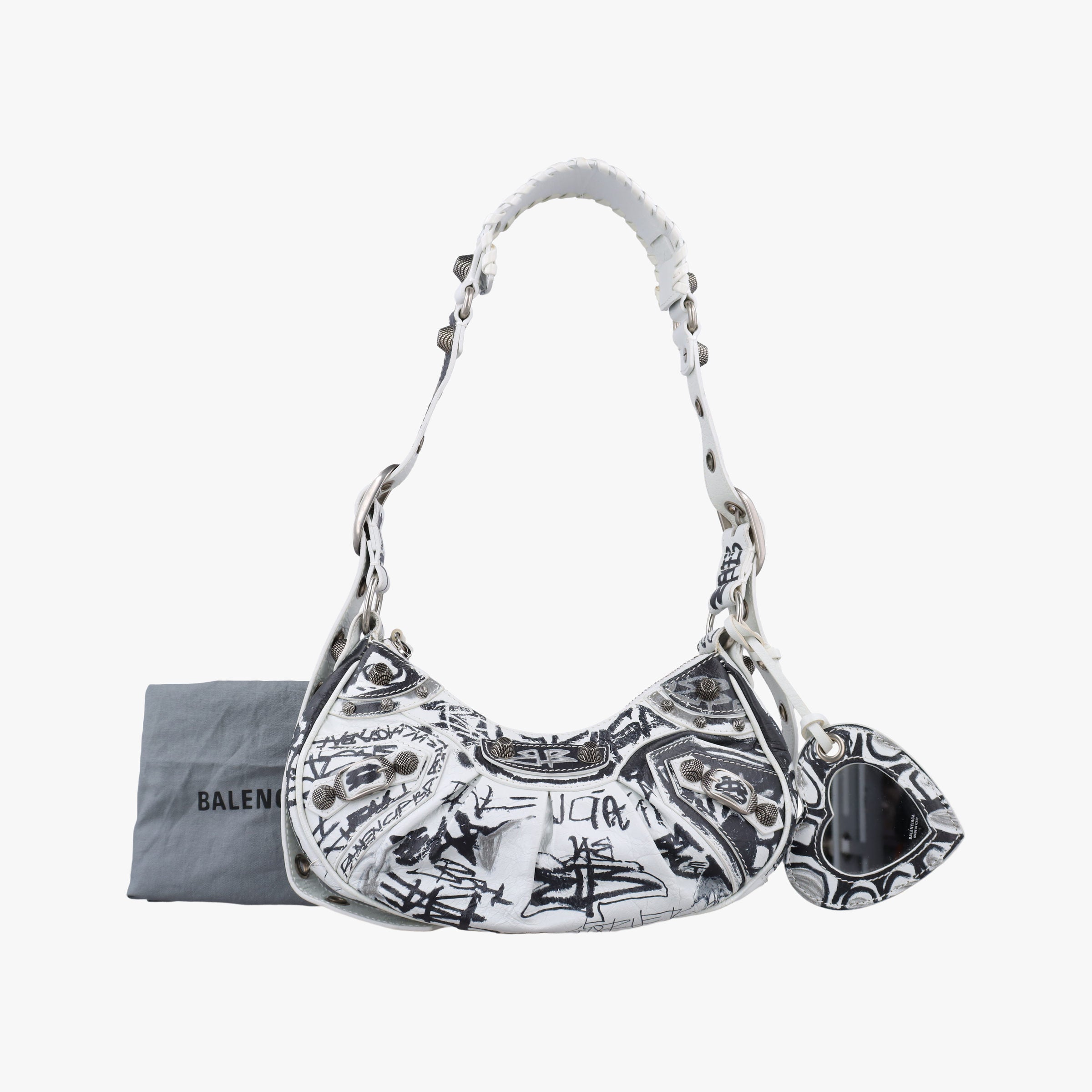 Pre-owned Balenciaga Le Cagole White × Black lambskin  shoulderbag | stylenewstar