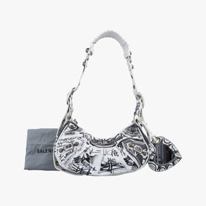Pre-owned Balenciaga Le Cagole White × Black lambskin  shoulderbag | stylenewstar