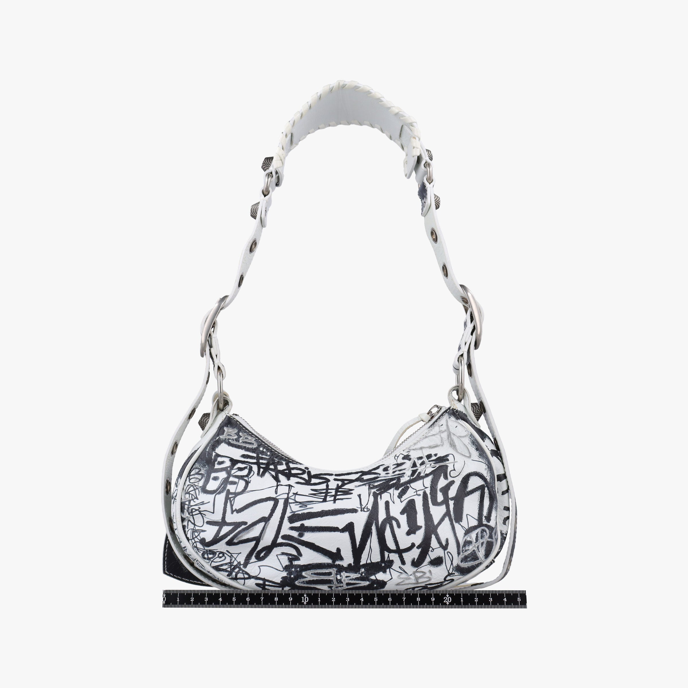Pre-owned Balenciaga Le Cagole White × Black lambskin  shoulderbag | stylenewstar