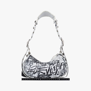Pre-owned Balenciaga Le Cagole White × Black lambskin  shoulderbag | stylenewstar