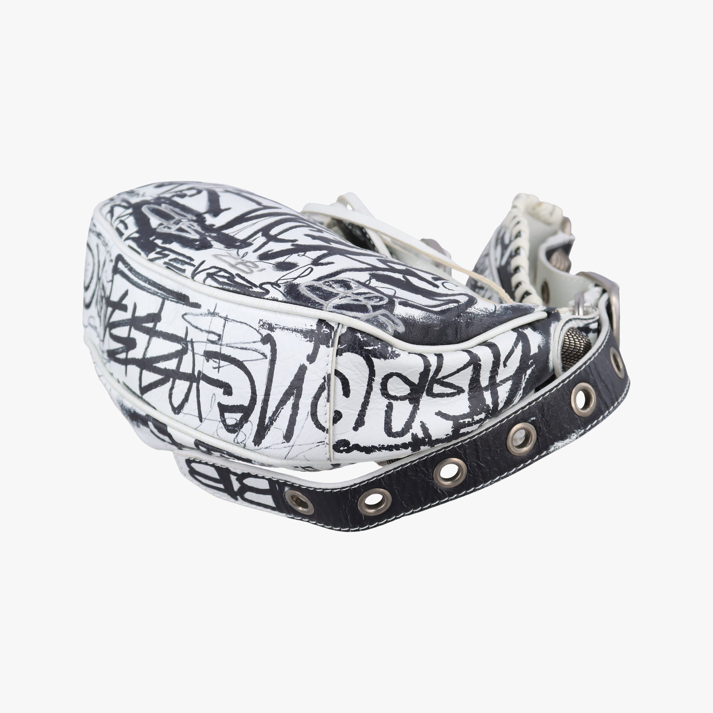Pre-owned Balenciaga Le Cagole White × Black lambskin  shoulderbag | stylenewstar