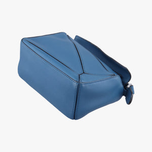 Pre-owned Loewe Puzzle mini Blue Leather  shoulderbag | stylenewstar