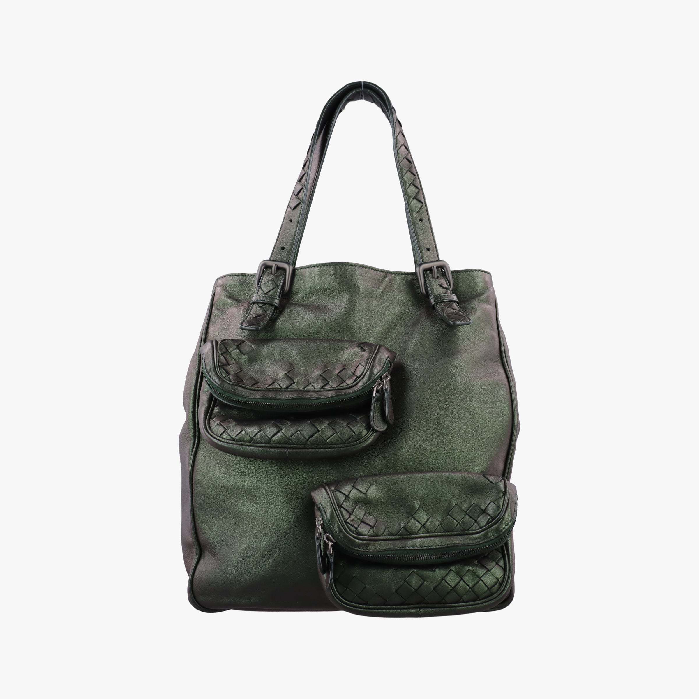 Secondhand Bottega Veneta Iridescent Scarabee Iridescent Multi Pocket Tote  Iridescent Green Leather  shoulderbag | stylenewstar