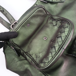 Secondhand Bottega Veneta Iridescent Scarabee Iridescent Multi Pocket Tote  Iridescent Green Leather  shoulderbag | stylenewstar