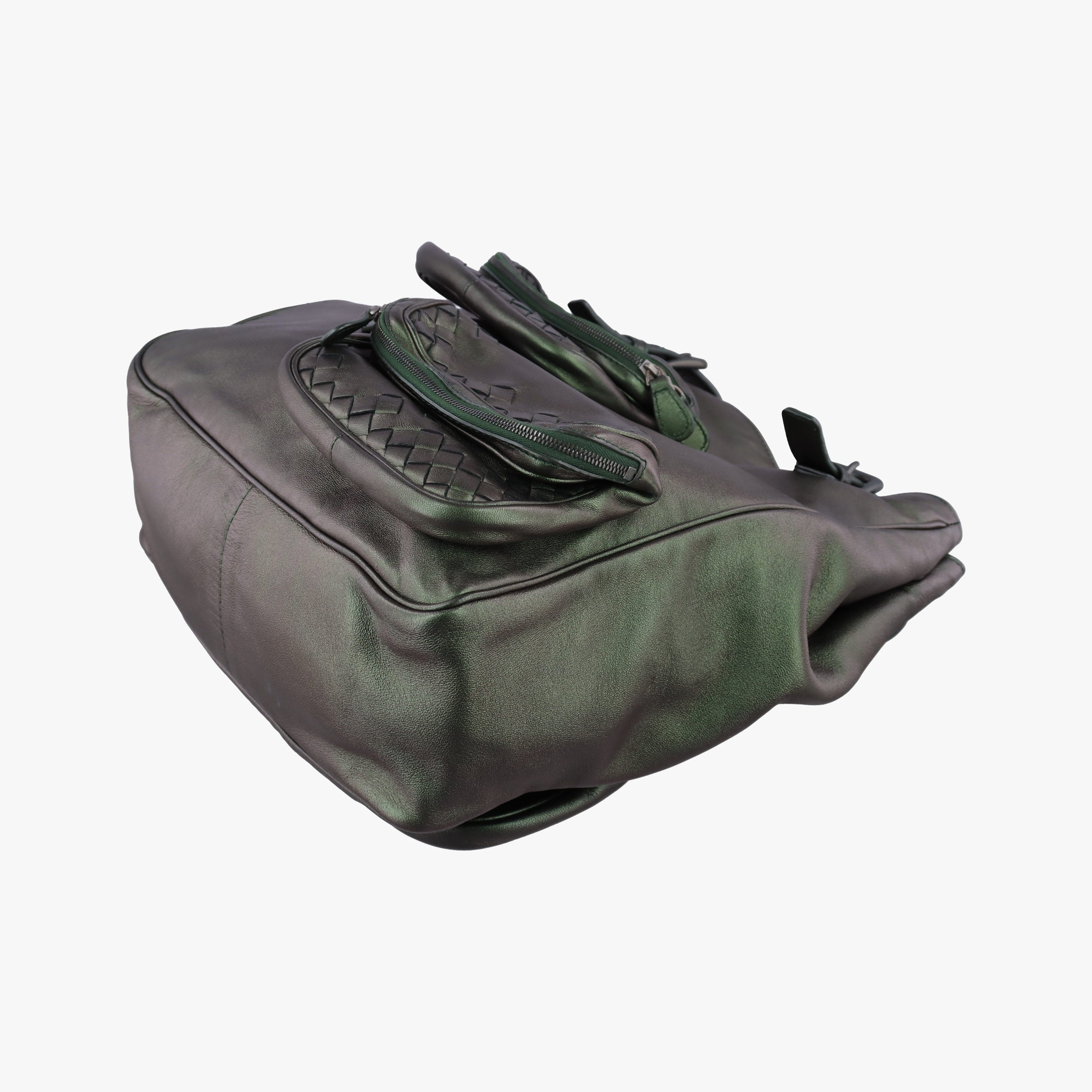 Secondhand Bottega Veneta Iridescent Scarabee Iridescent Multi Pocket Tote  Iridescent Green Leather  shoulderbag | stylenewstar