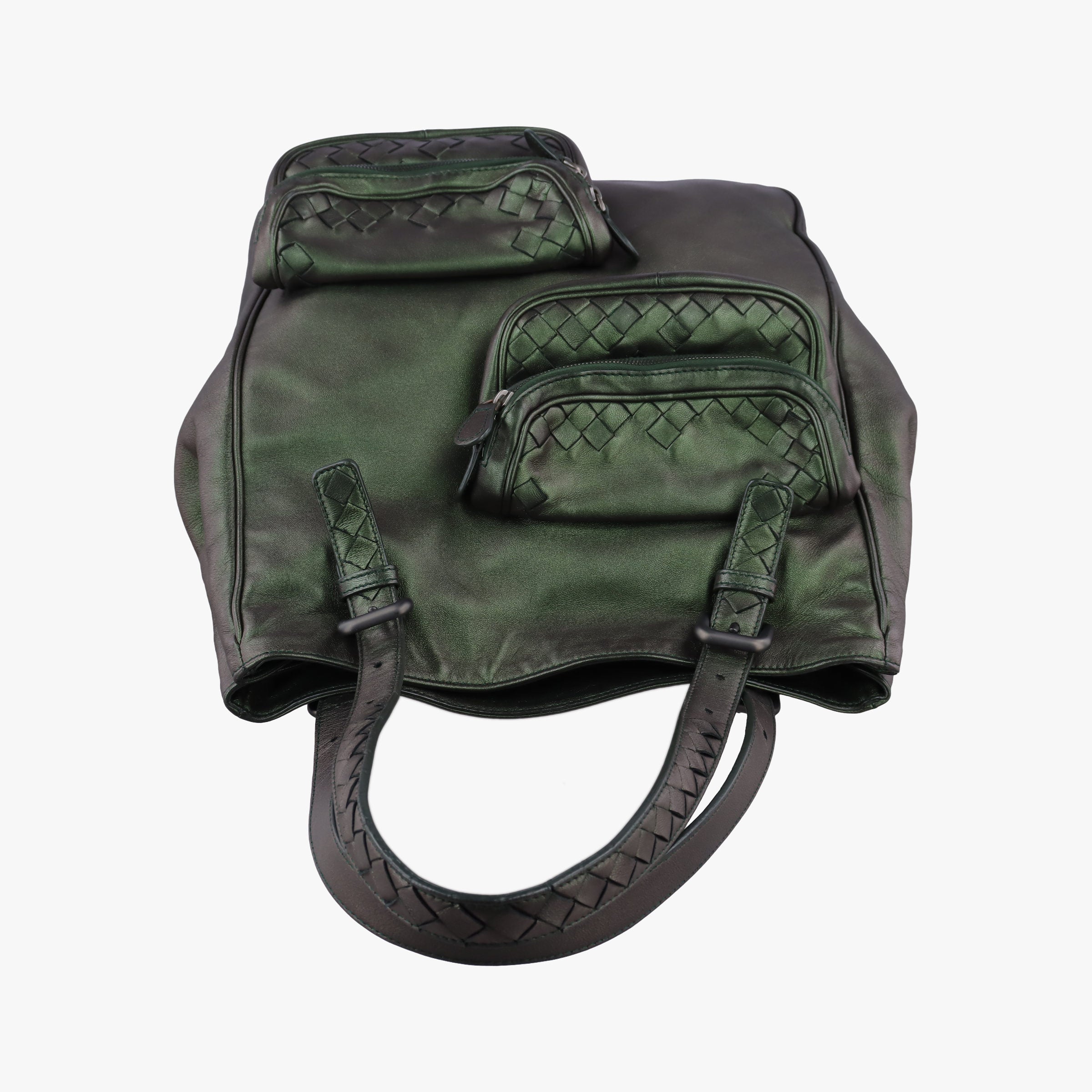 Secondhand Bottega Veneta Iridescent Scarabee Iridescent Multi Pocket Tote  Iridescent Green Leather  shoulderbag | stylenewstar