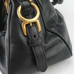 Pre-owned Prada Vitello Daino Logo Black Leather BN1903 shoulderbag | stylenewstar