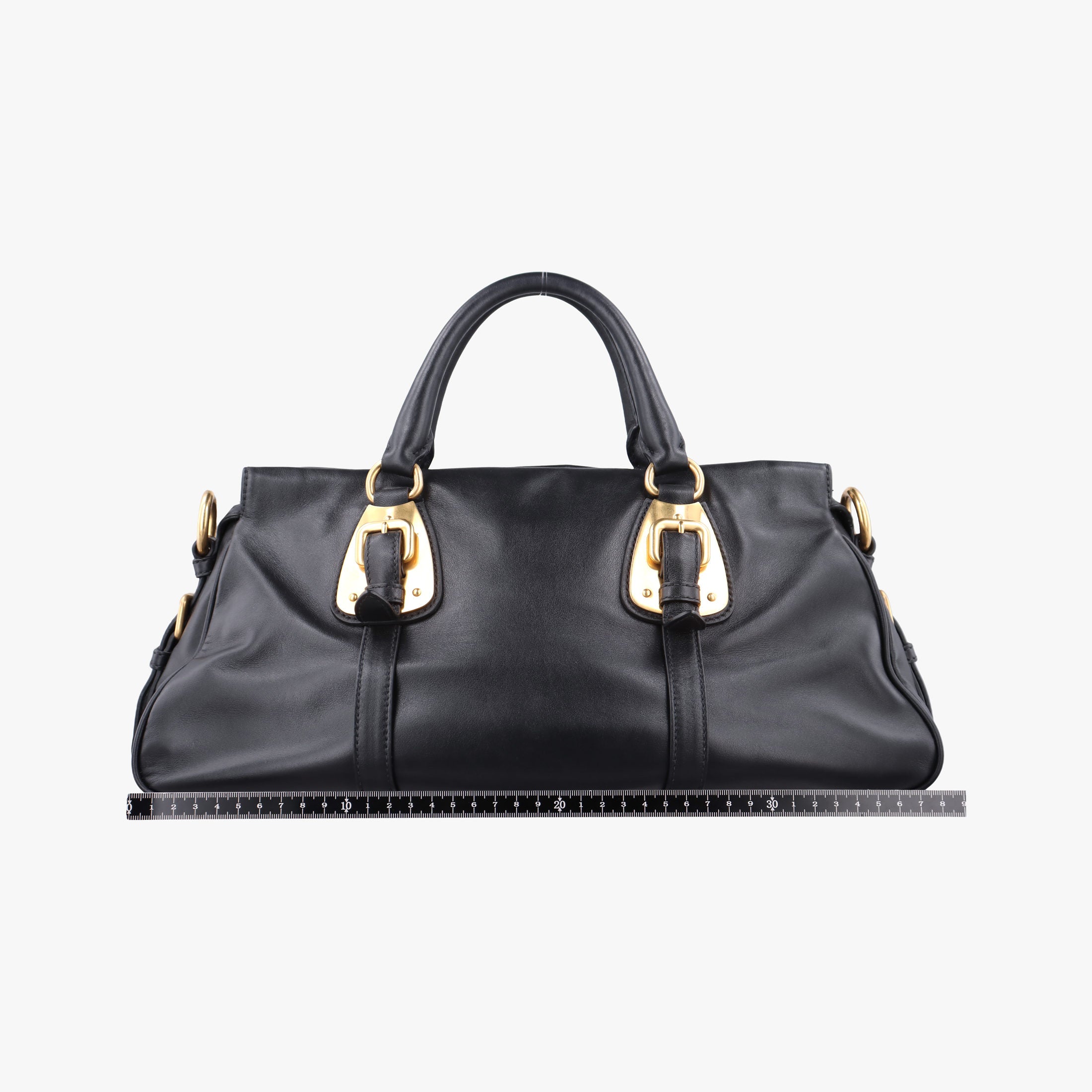 Pre-owned Prada Vitello Daino Logo Black Leather BN1903 shoulderbag | stylenewstar