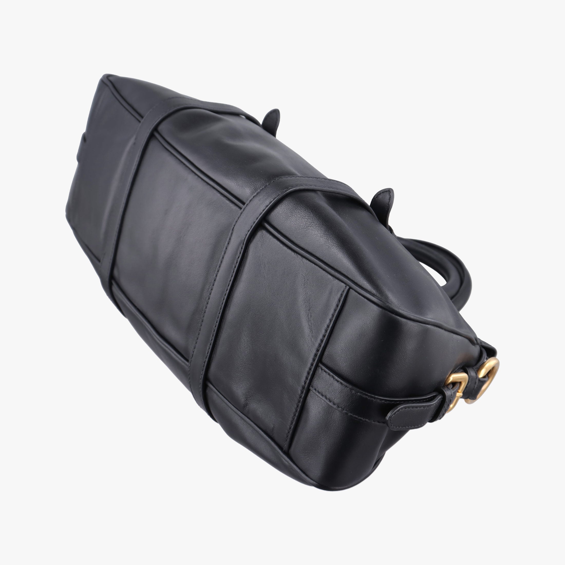 Pre-owned Prada Vitello Daino Logo Black Leather BN1903 shoulderbag | stylenewstar