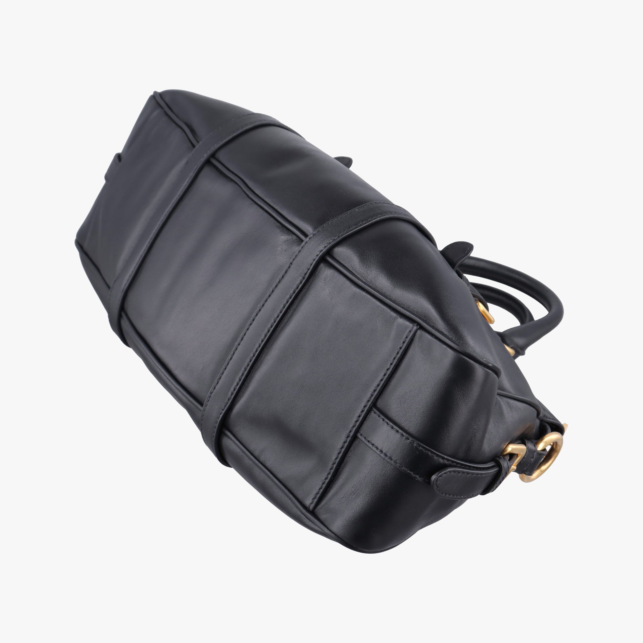 Pre-owned Prada Vitello Daino Logo Black Leather BN1903 shoulderbag | stylenewstar