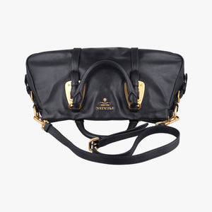 Pre-owned Prada Vitello Daino Logo Black Leather BN1903 shoulderbag | stylenewstar